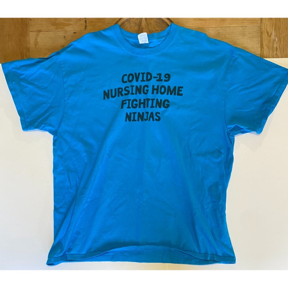 COVID-19 Nursing Home Fighting Ninjas 2 XL T-Shirt 100% Cotton Stay 6 Feet Away